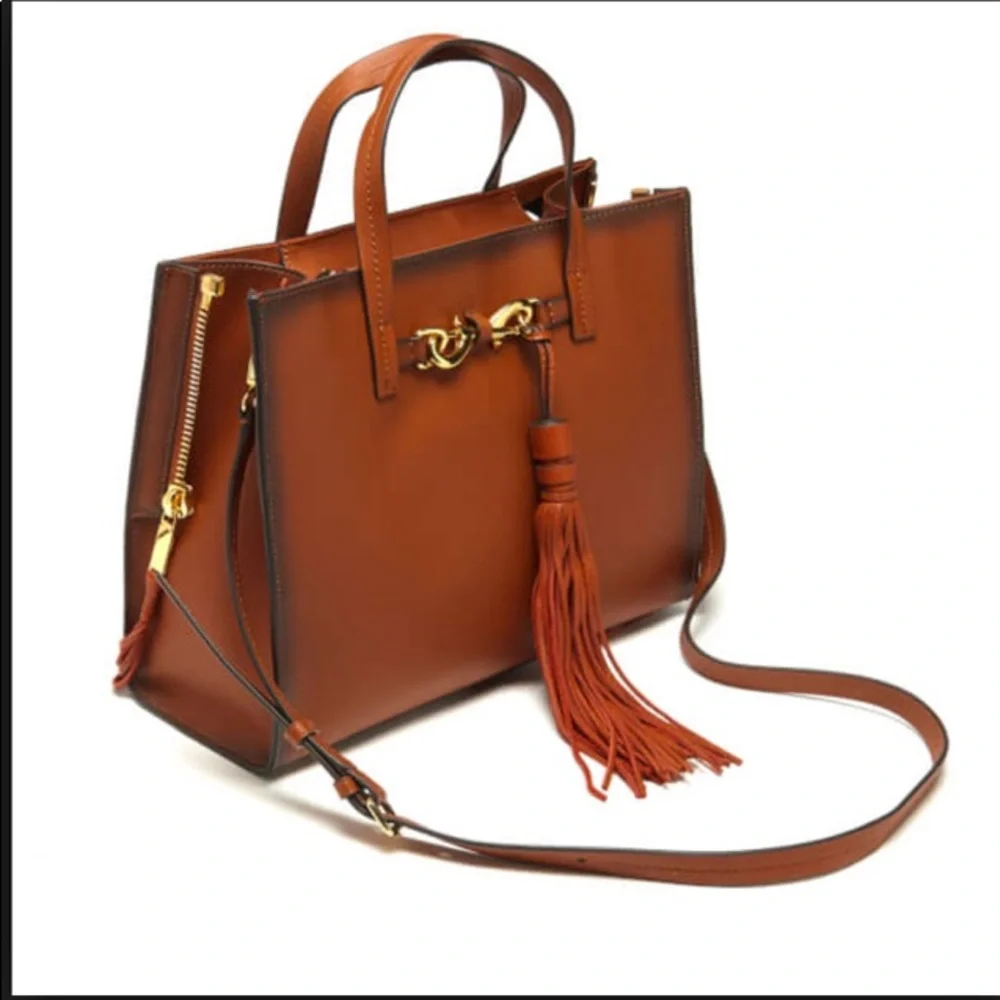 Rebecca Minkoff Florence Cognac Leather Tote with Tassel - Picture 2 of 12